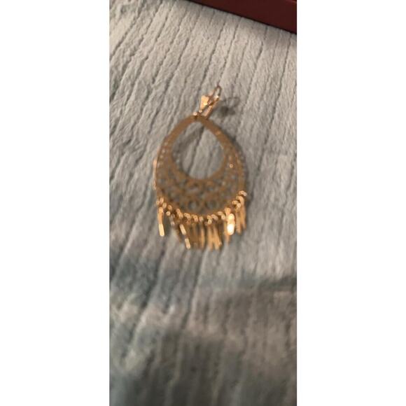 18K Gold Plated Filigree Cut-out Dangling Chandelier Earrings - Picture 5 of 5